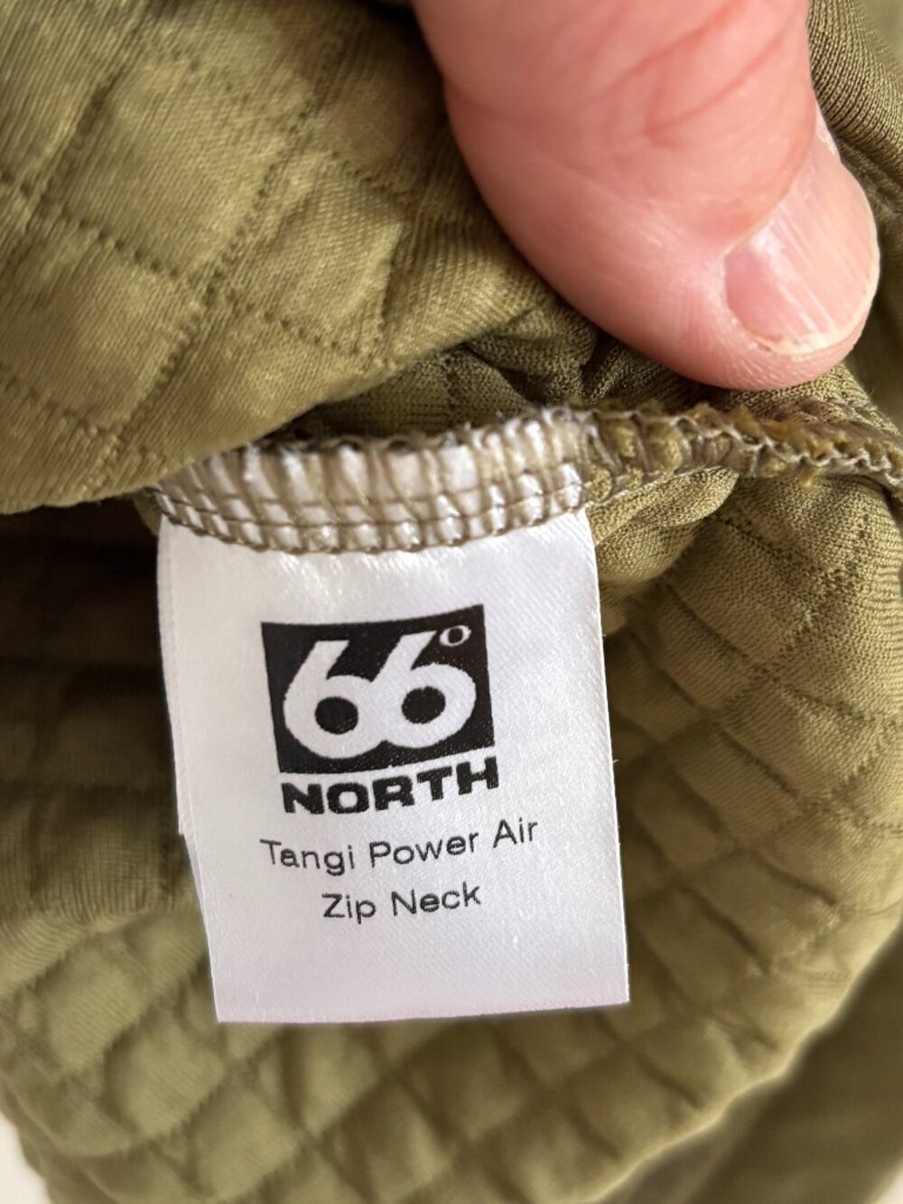 66 North Tangi Power Air Zip Neck | Mens Size Medium | Olive Green - Picture 4 of 4